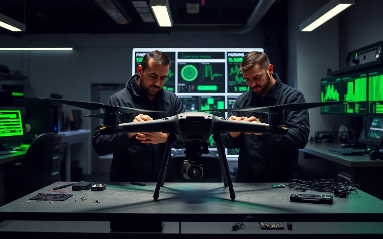 NexcropAI engineers assembling an agricultural drone in the research lab